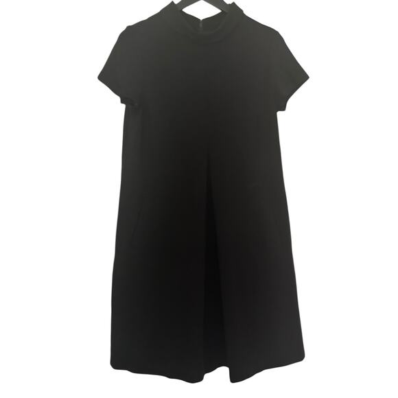 J. McLaughlin Black Leila Cap Sleeve Dress Rollover Collar Black Medium - Picture 2 of 7